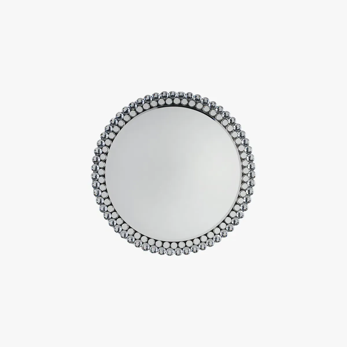 Small Round Wall Mirror with Bevelled Frame - Silver image