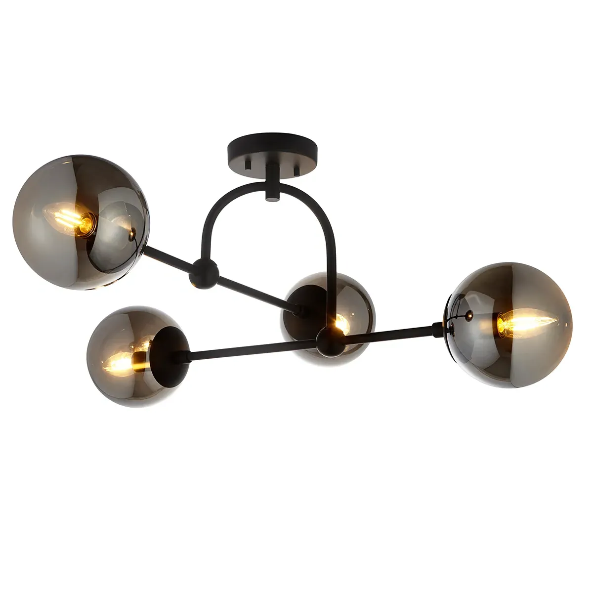Small Semi Flush Ceiling Light - Black, Metal image