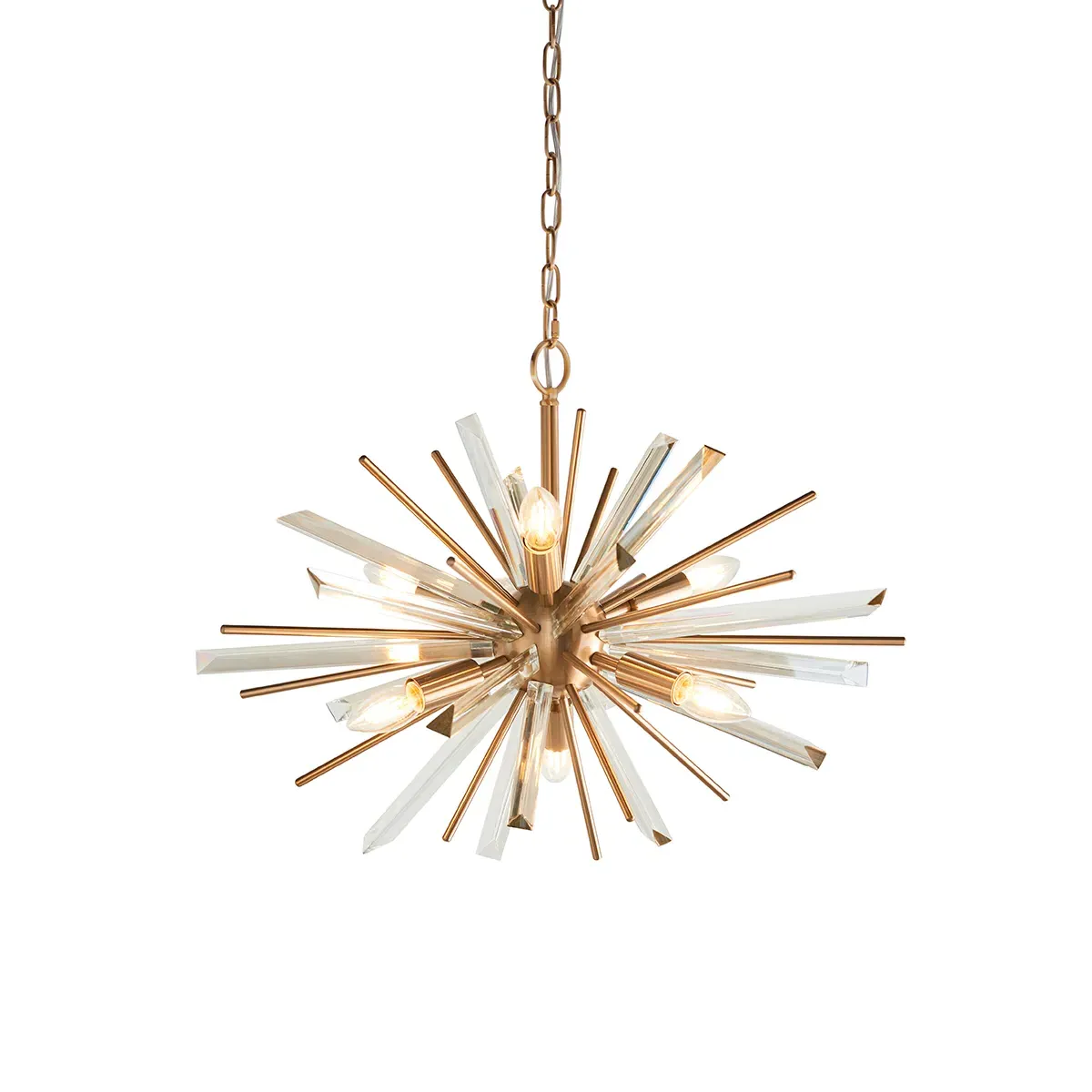 Small Starburst Pendant Light - Brass, Glass