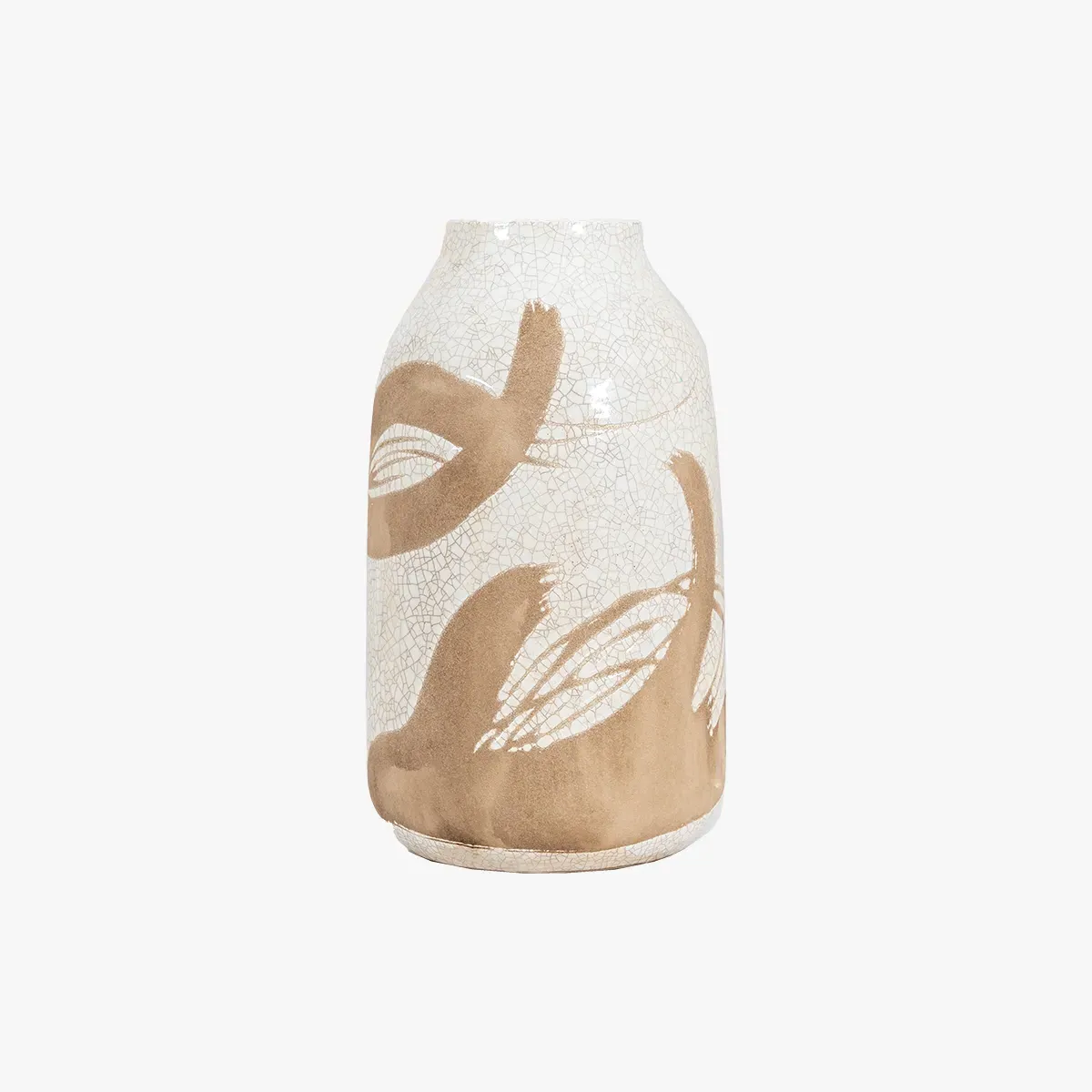 Small Vase with Crackle Glaze - White & Brown image