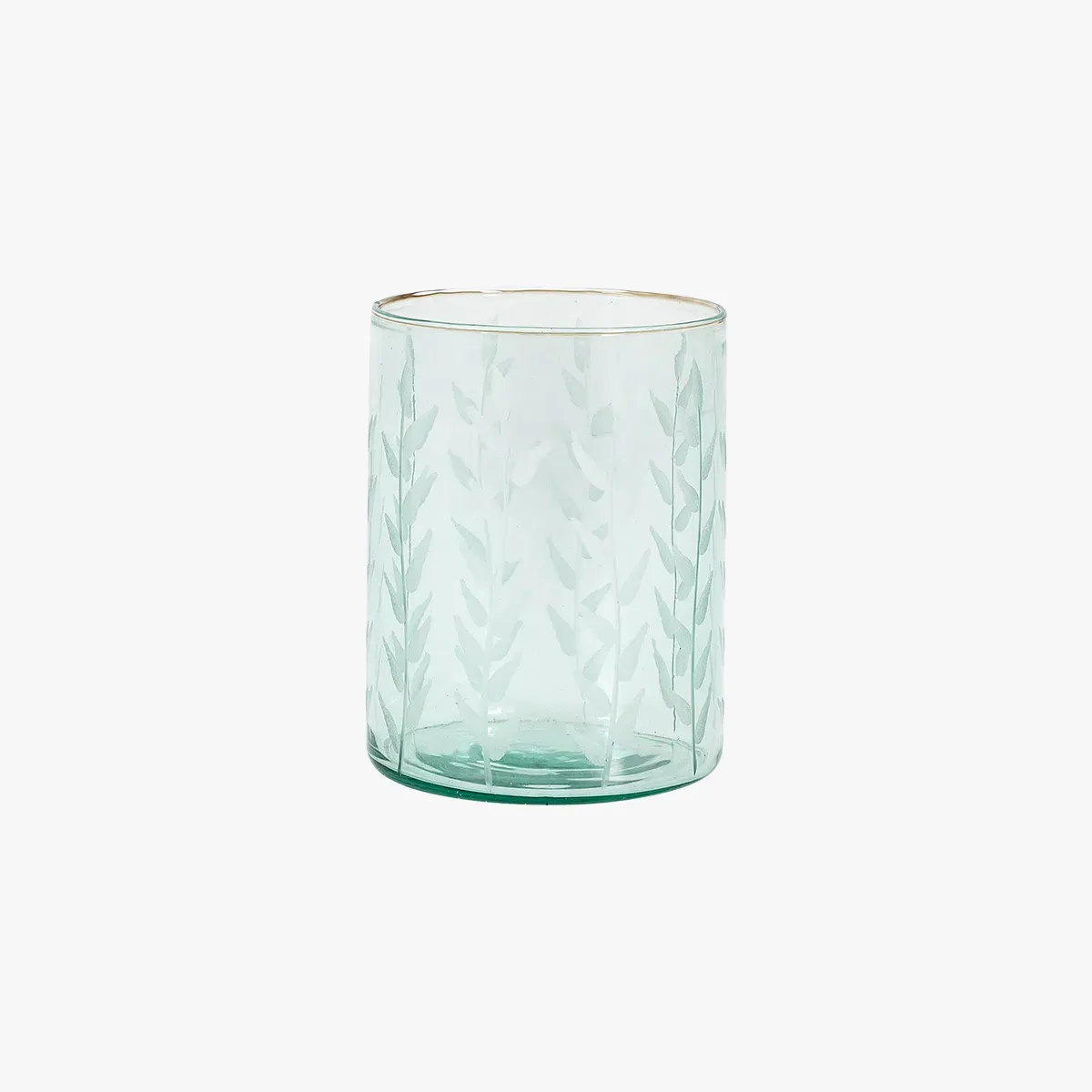 Small Vase with Etched Pattern - Green, Glass image