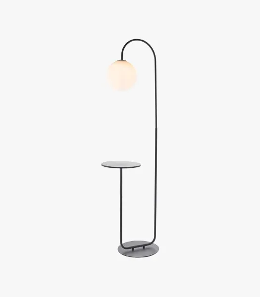 Standing Floor Lamp with Table - Black, Metal