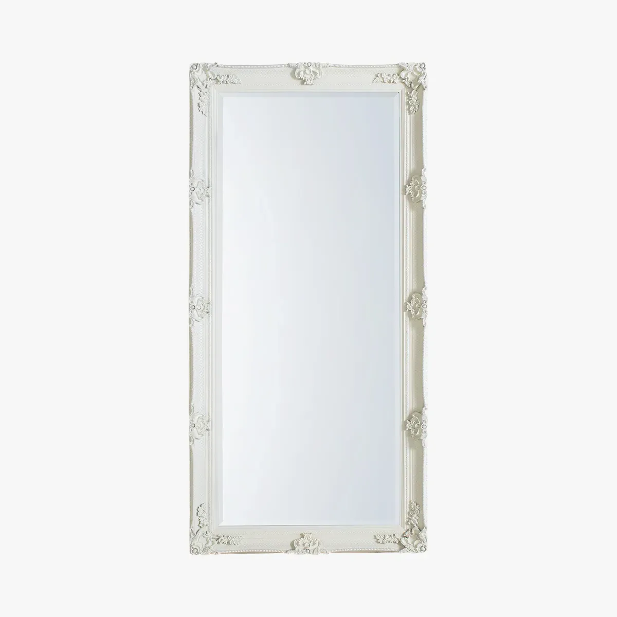 Standing Mirror with Carved Frame - Cream
