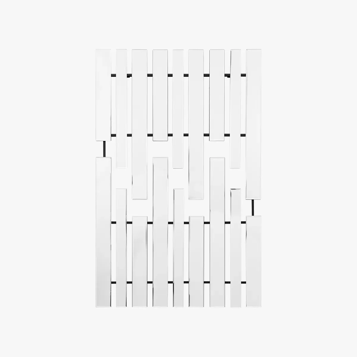 Stria Mirror with Bevelled Blocks - Silver