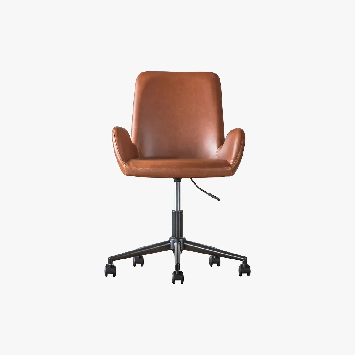 Swivel Chair Height Adjustable - Brown, Faux Leather image