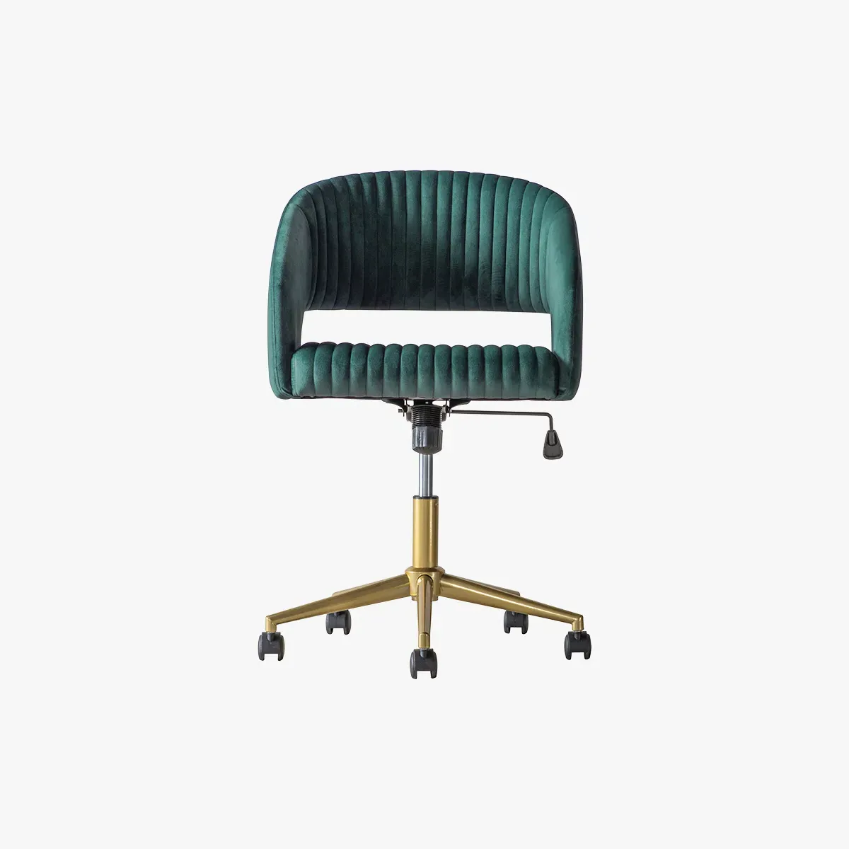 Swivel Chair with Height Adjustment - Green, Velvet