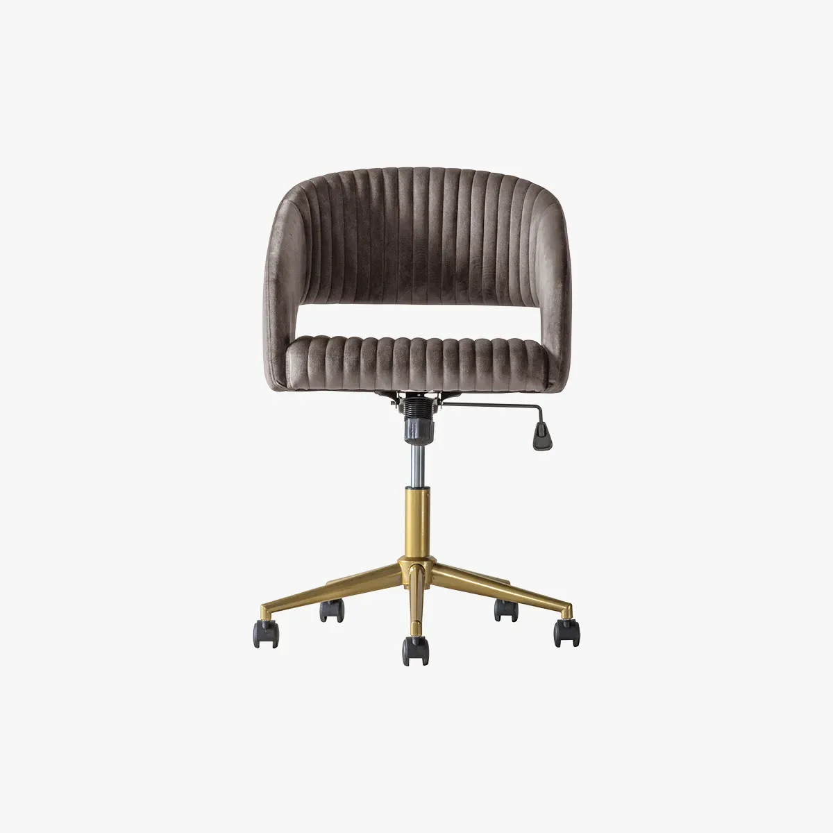 Swivel Chair with Height Adjustment - Grey, Velvet