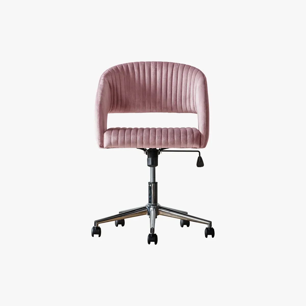 Swivel Chair with Height Adjustment - Pink, Velvet
