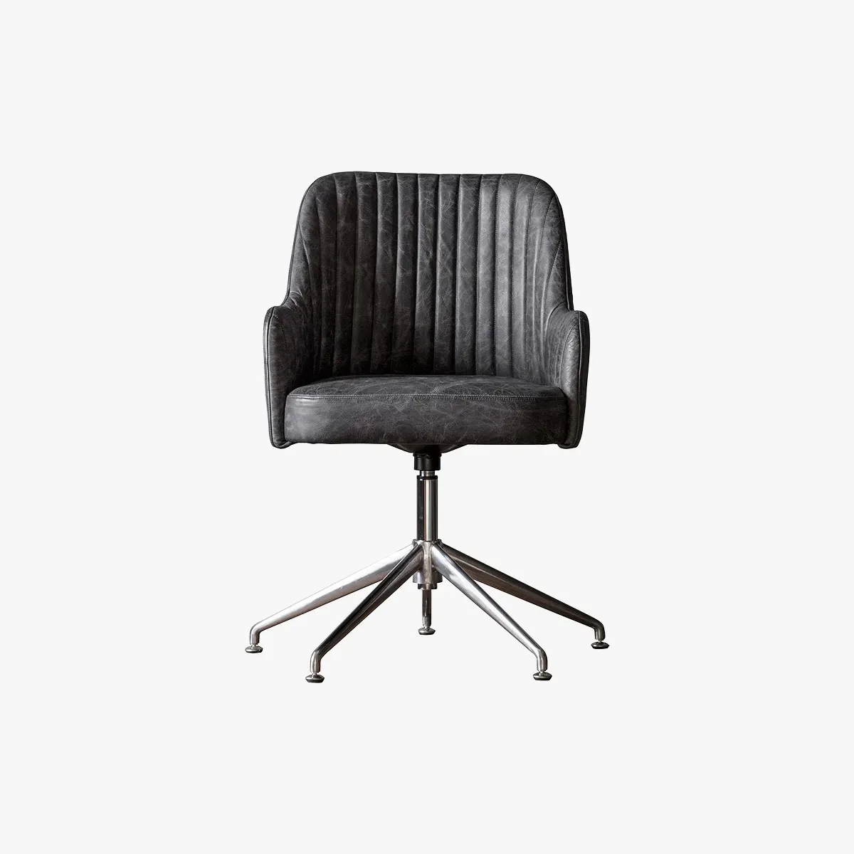 Swivel Chair with Leather Upholstery - Grey image