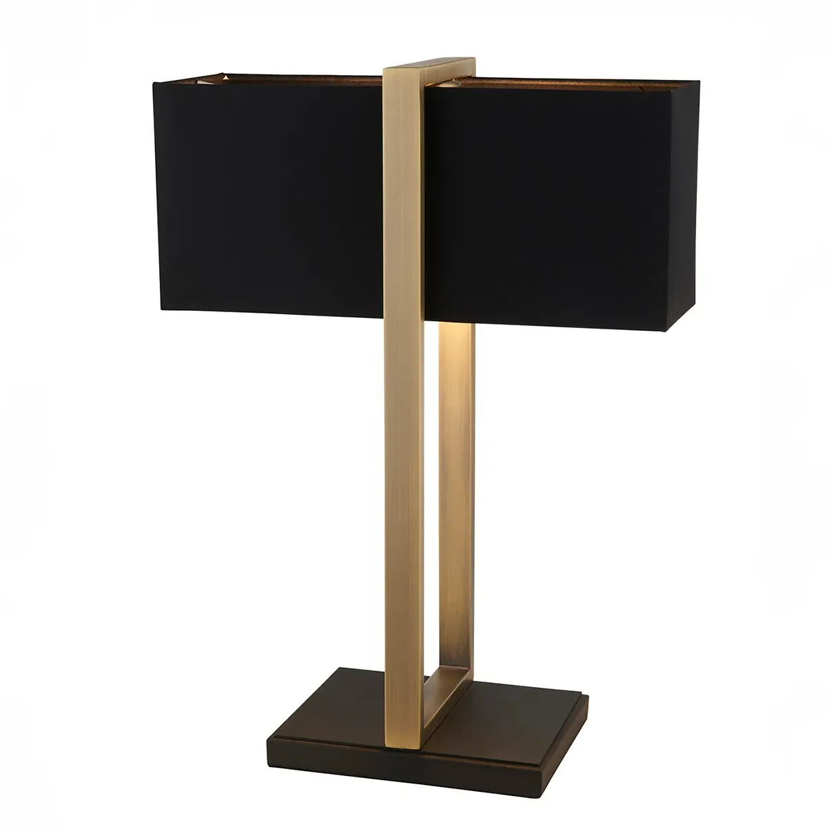 Table Lamp with Cotton Shade - Black, Brass image