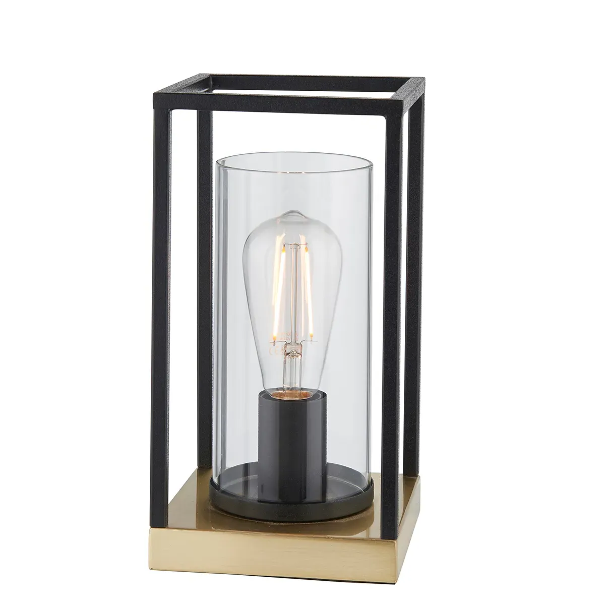 Table Lamp with Glass Shade - Clear, Brass image