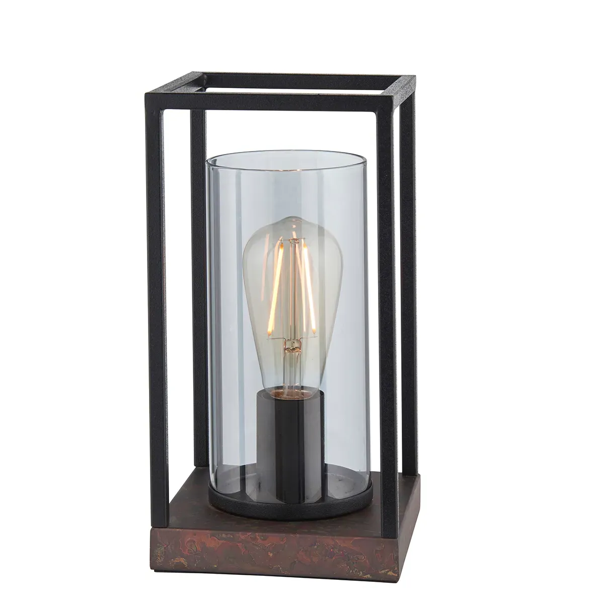 Table Lamp with Glass Shade - Grey, Bronze
