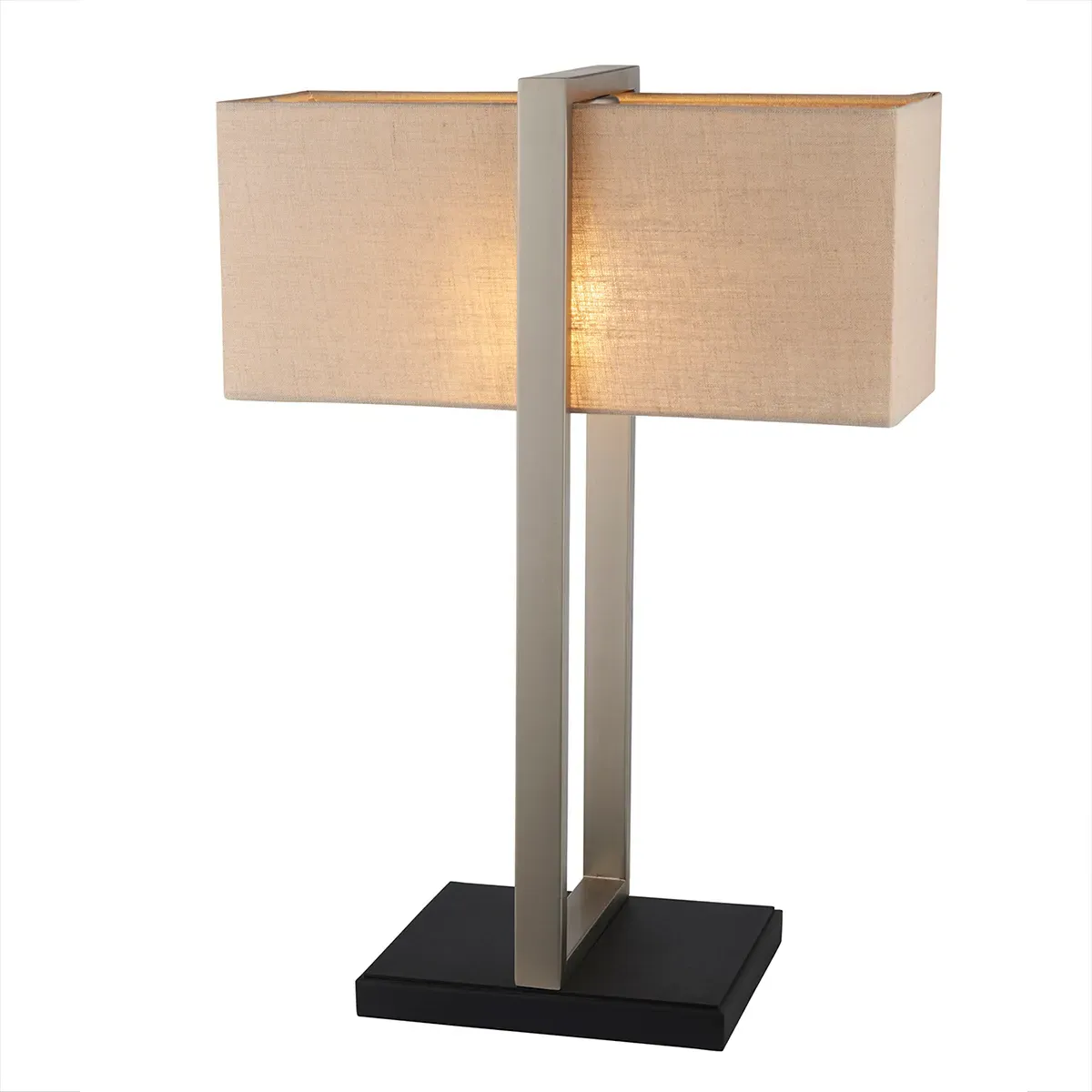 Table Lamp with Linen Shade - Nickel, Metal image