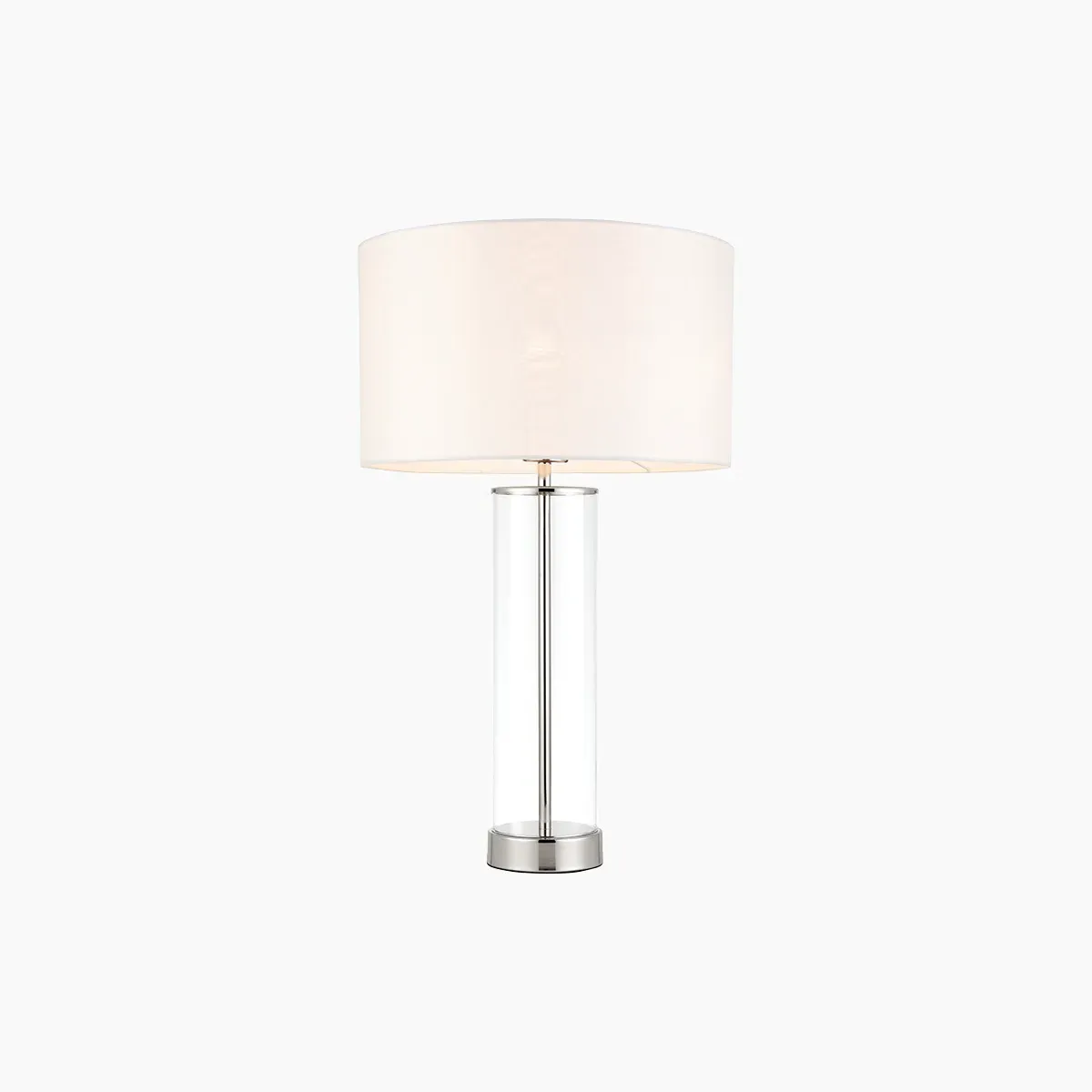 Table Lamp with Silk Shade - Silver, Metal