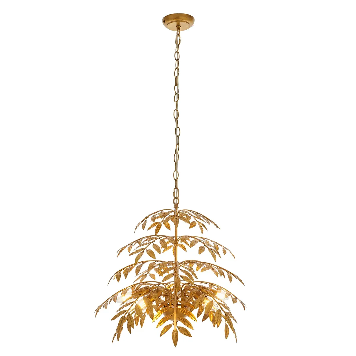 Tiered Ceiling Pendant - Metallic, Palm Leaf