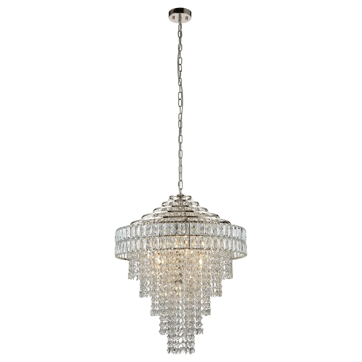Tiered Pendant Light with Crystals - Nickel