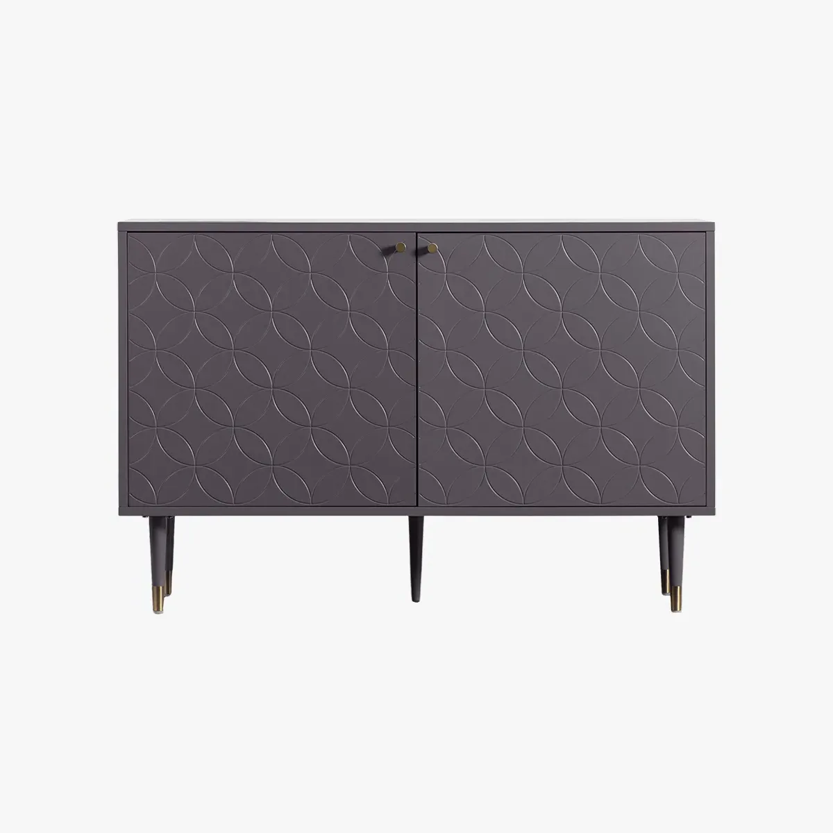 Two Door Cabinet with Geometric Design - Grey