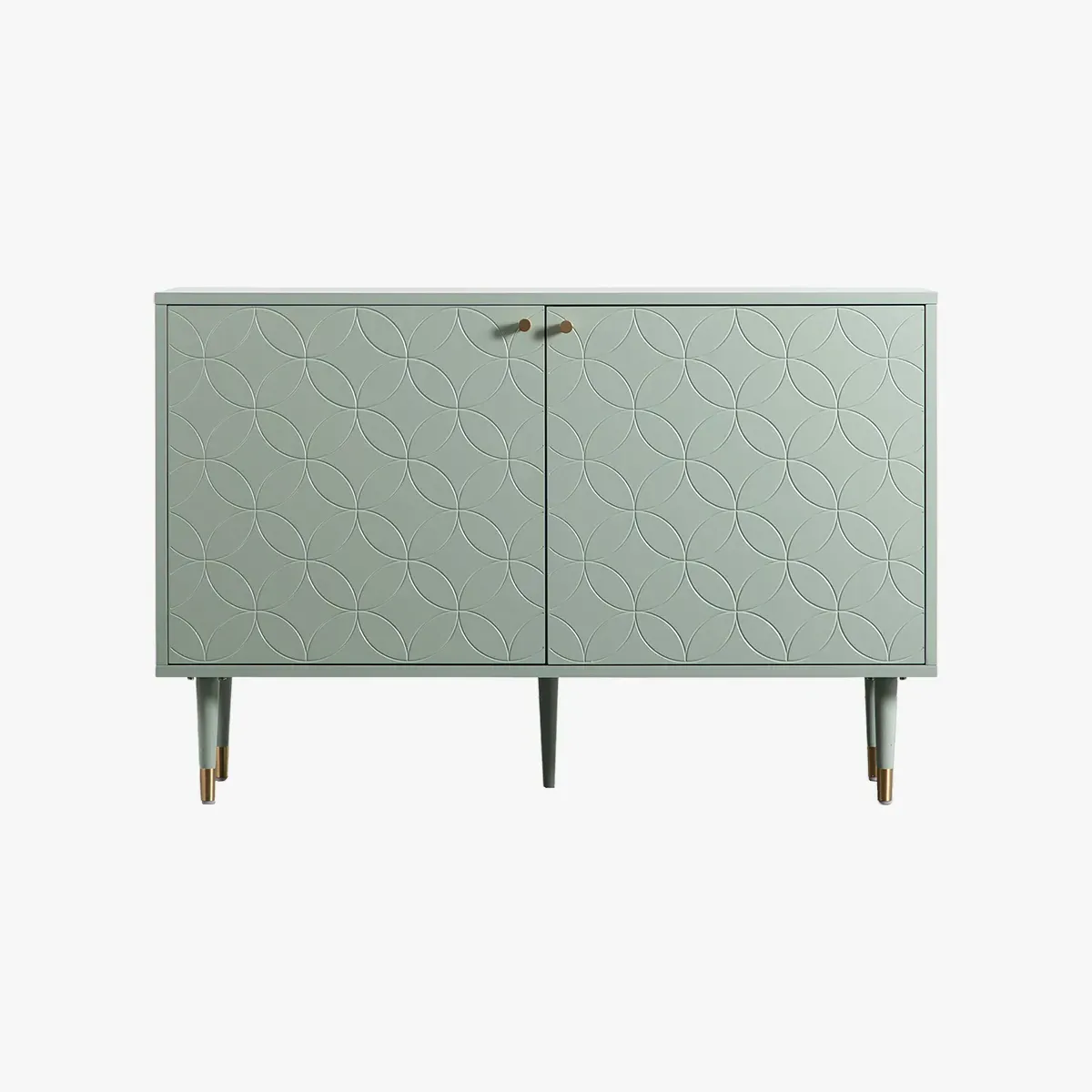 Two Door Cabinet with Geometric Design - Mint