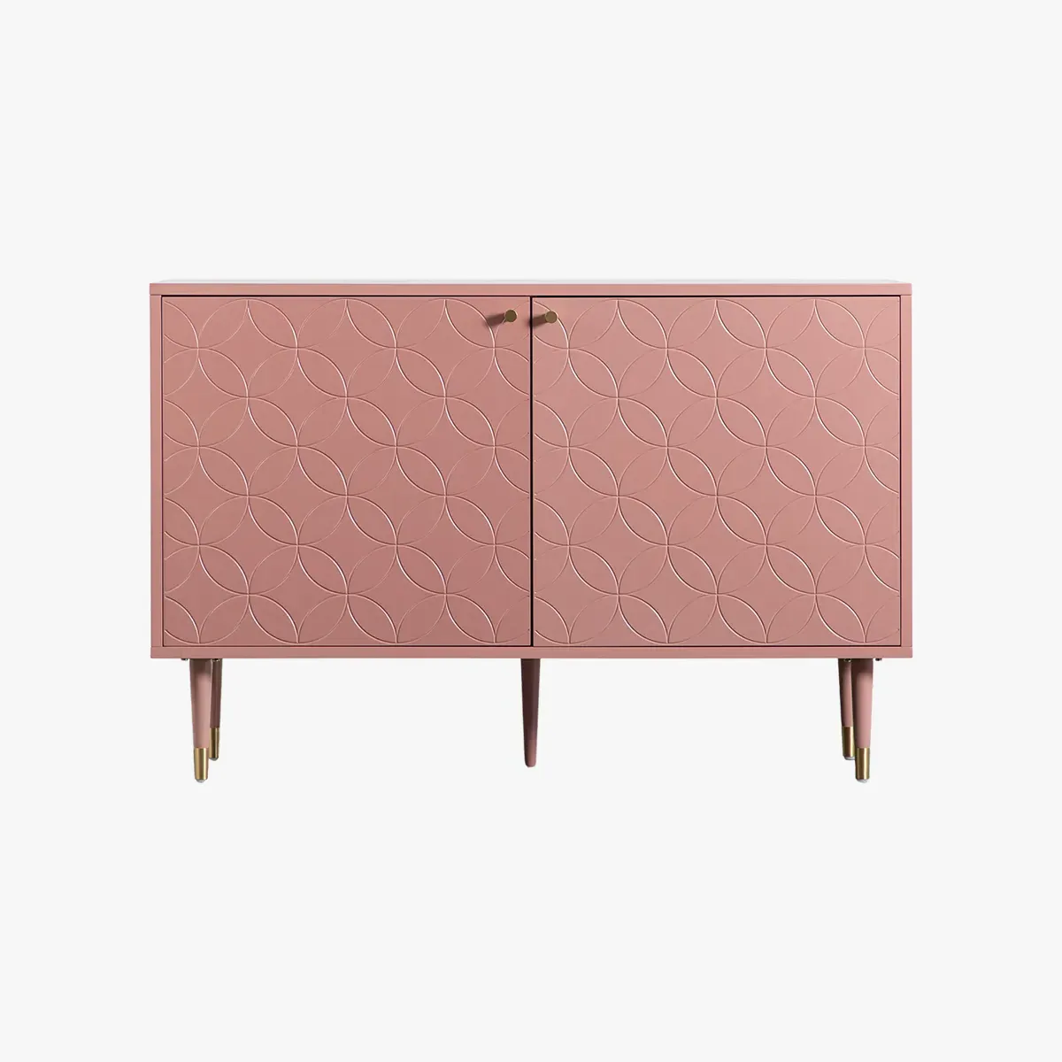 Two Door Cabinet with Geometric Design - Pink
