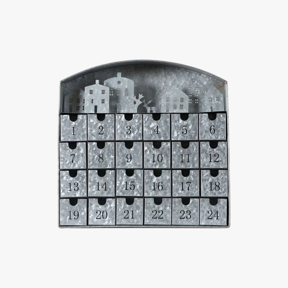 Village Advent Calendar - Grey, Metal image