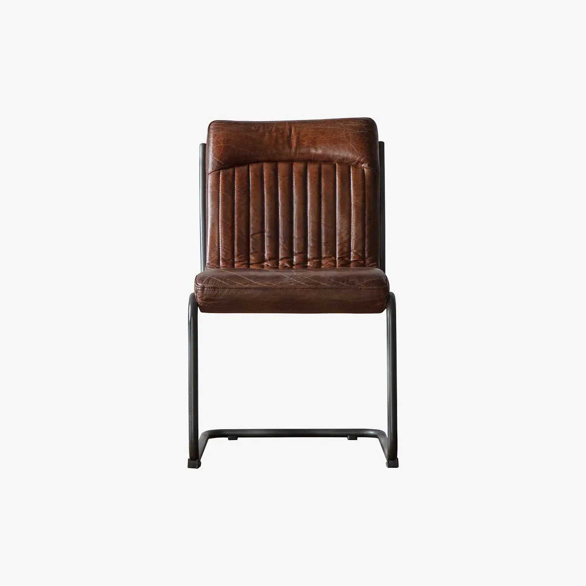 Vintage Leather Chair with Metal Frame - Brown image