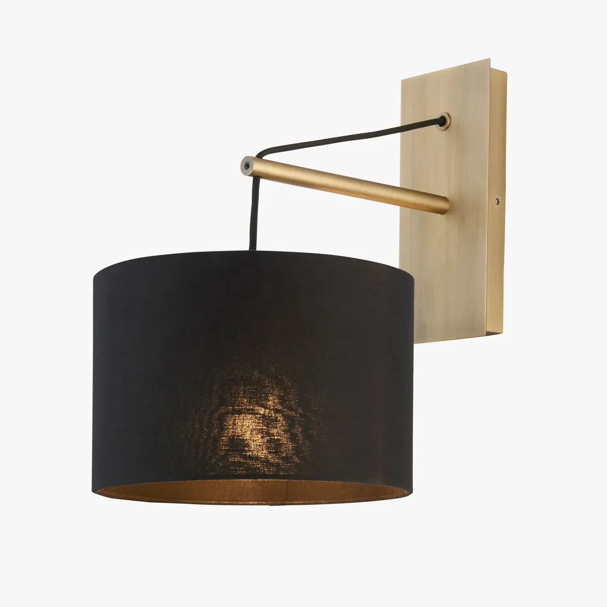 Wall Light with Black Shade - Brass image