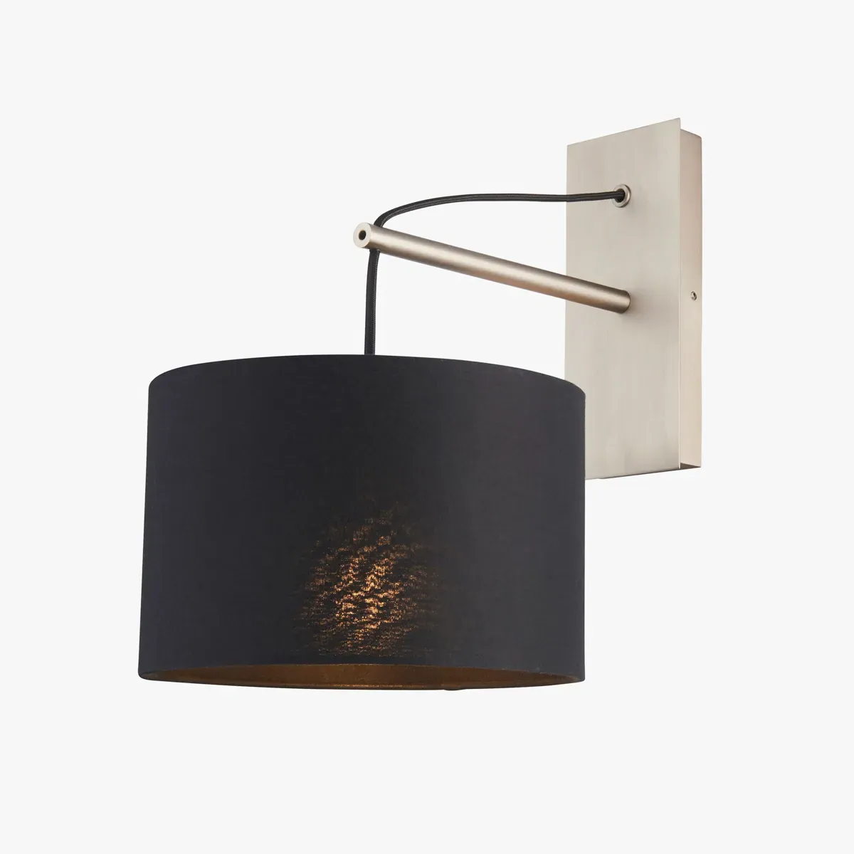 Wall Light with Black Shade - Nickel