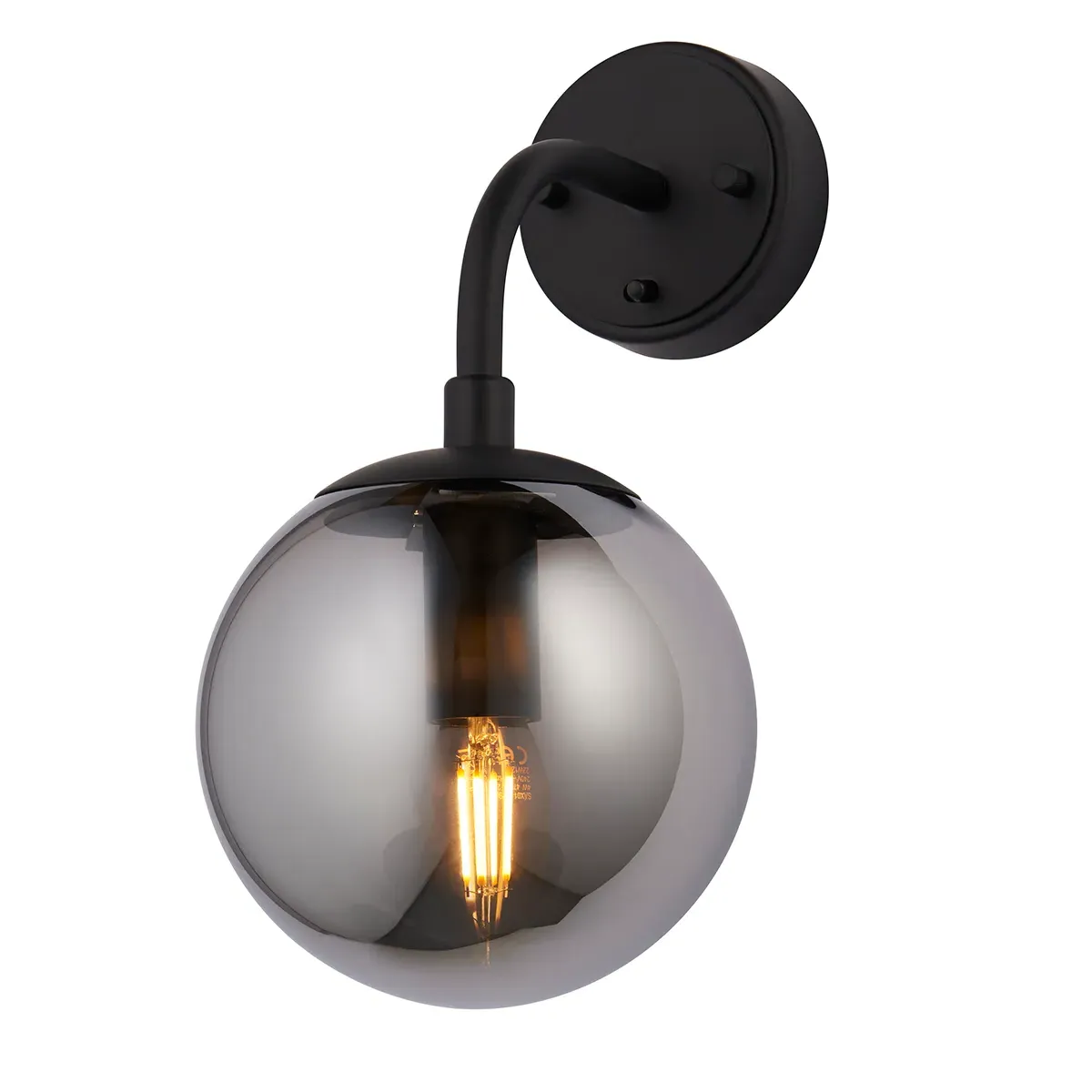 Wall Light with Opal Glass - Black, Metal image