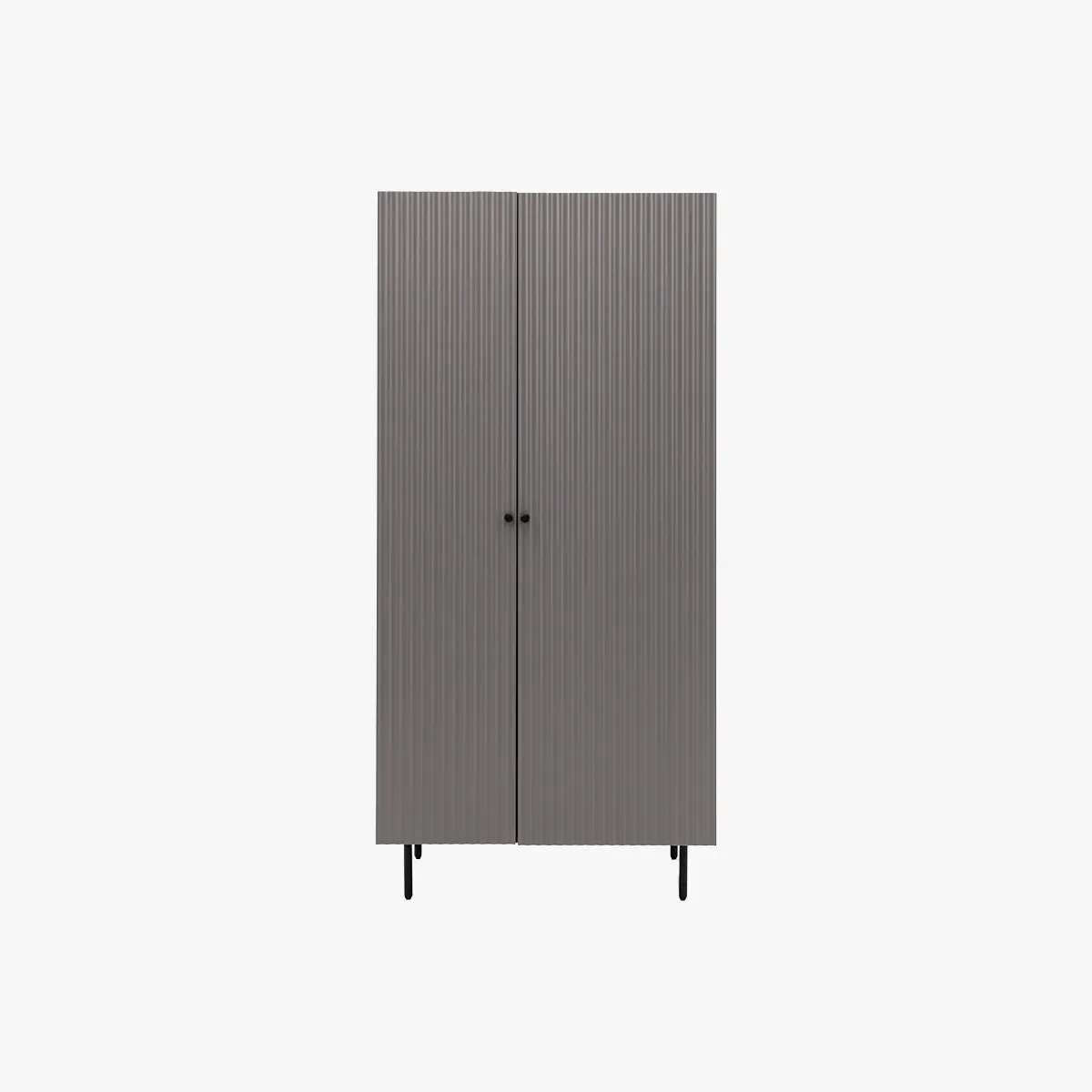 Wardrobe with Ribbed Doors - Grey, Metal Legs image