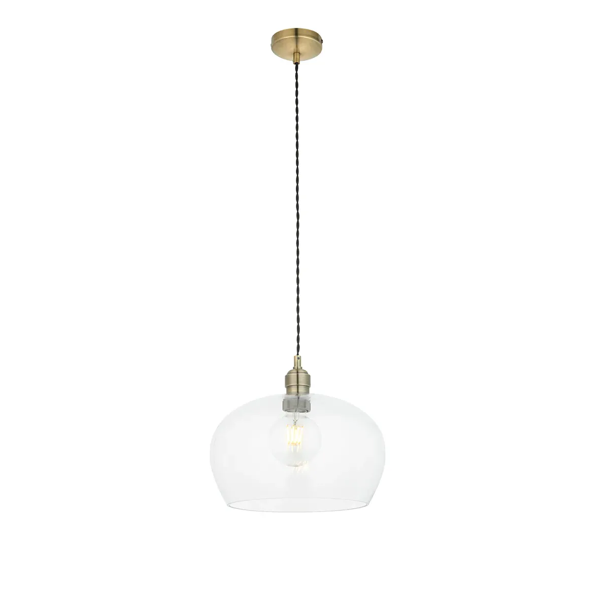 Wide Glass Pendant Light - Brass, Metal image