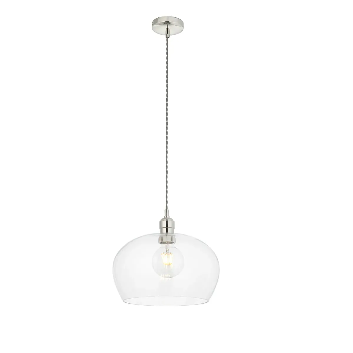 Wide Glass Pendant Light - Nickel, Glass