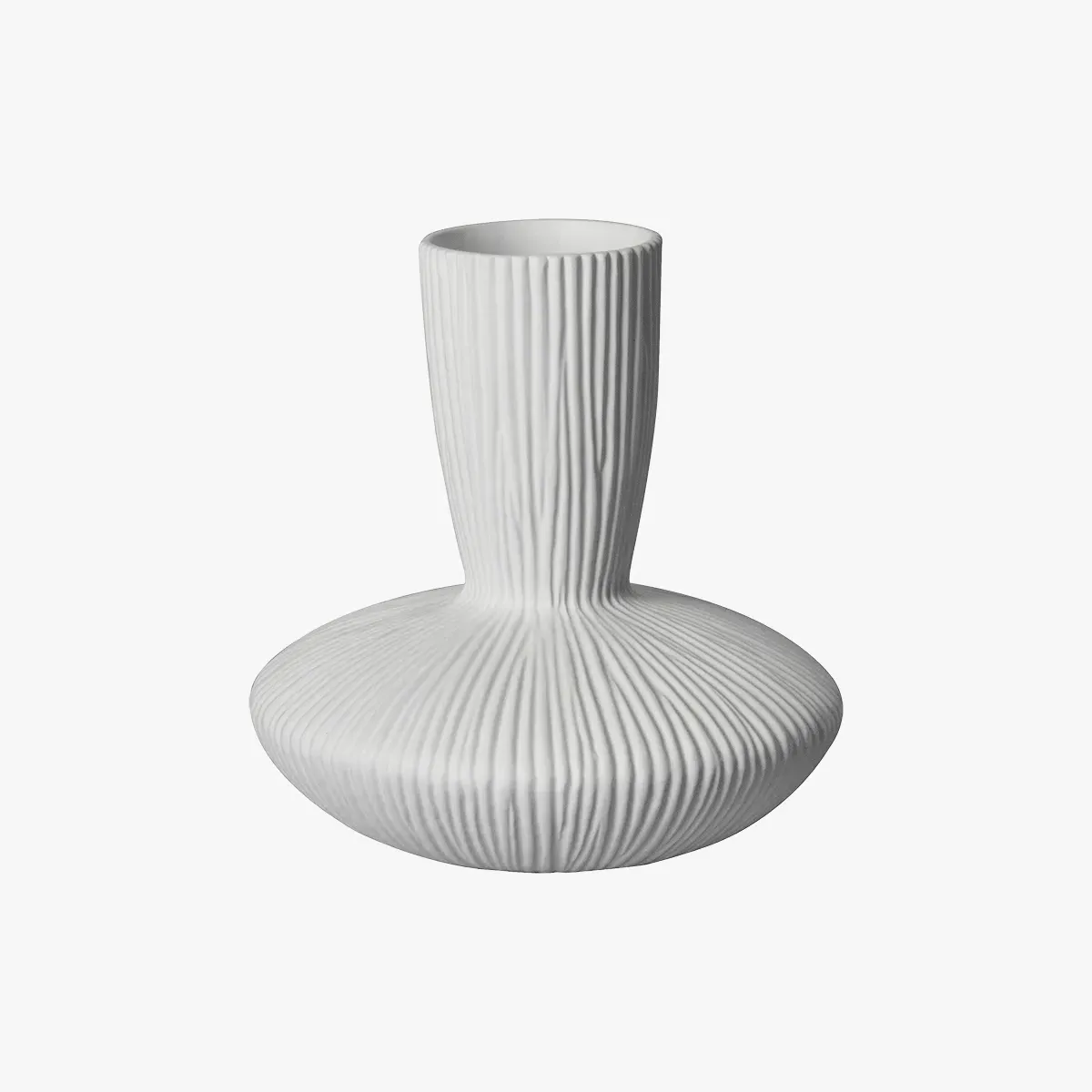 Wide Textured Vase - White, Stoneware