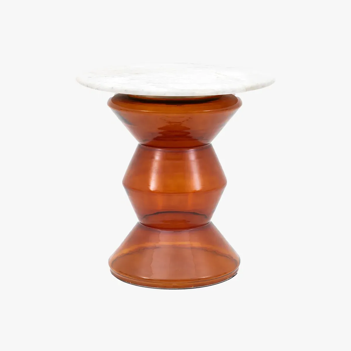 Zig-Zag Side Table with Bronze Detail - Orange