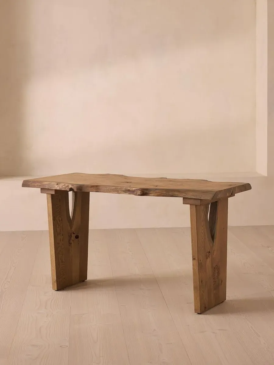 140cm Desk with Live Edge - Light Oak, Solid Wood