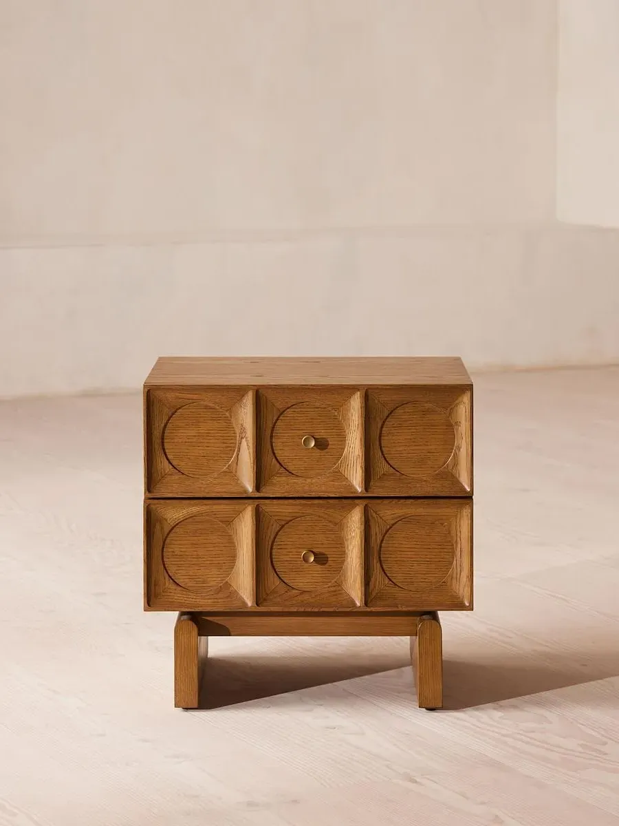 2-Drawer Bedside Table - Oak, Solid Wood image