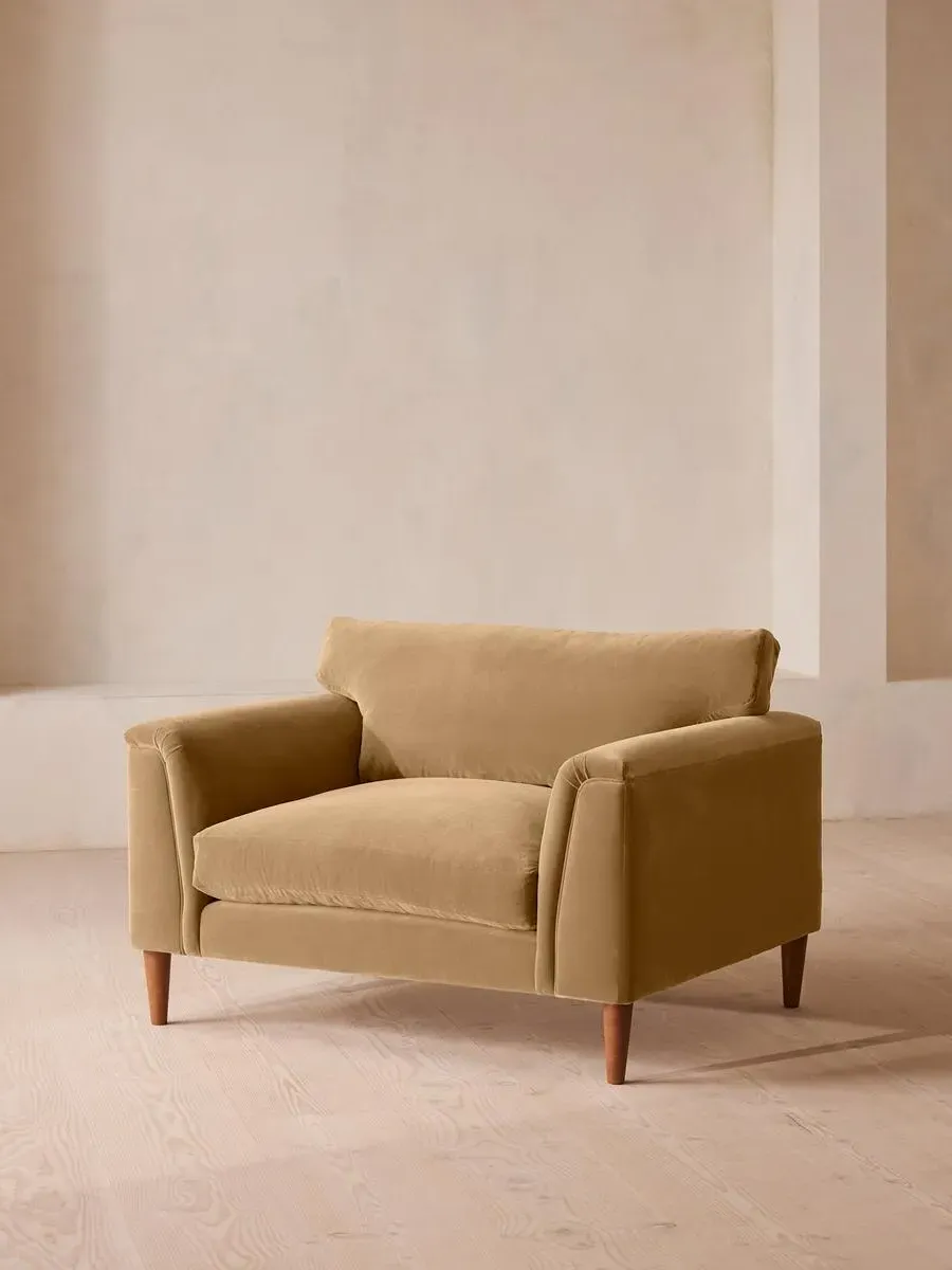 2-Seater Loveseat with Cushioned Arms - Camel, Velvet image