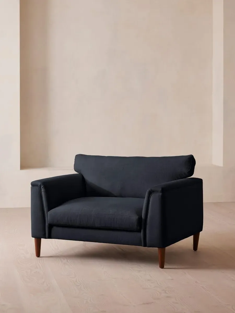 2-Seater Loveseat with Cushioned Arms - Indigo, Linen