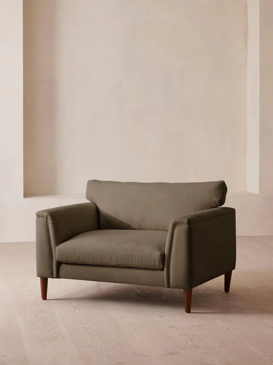 2-Seater Loveseat with Cushioned Arms - Mushroom, Linen