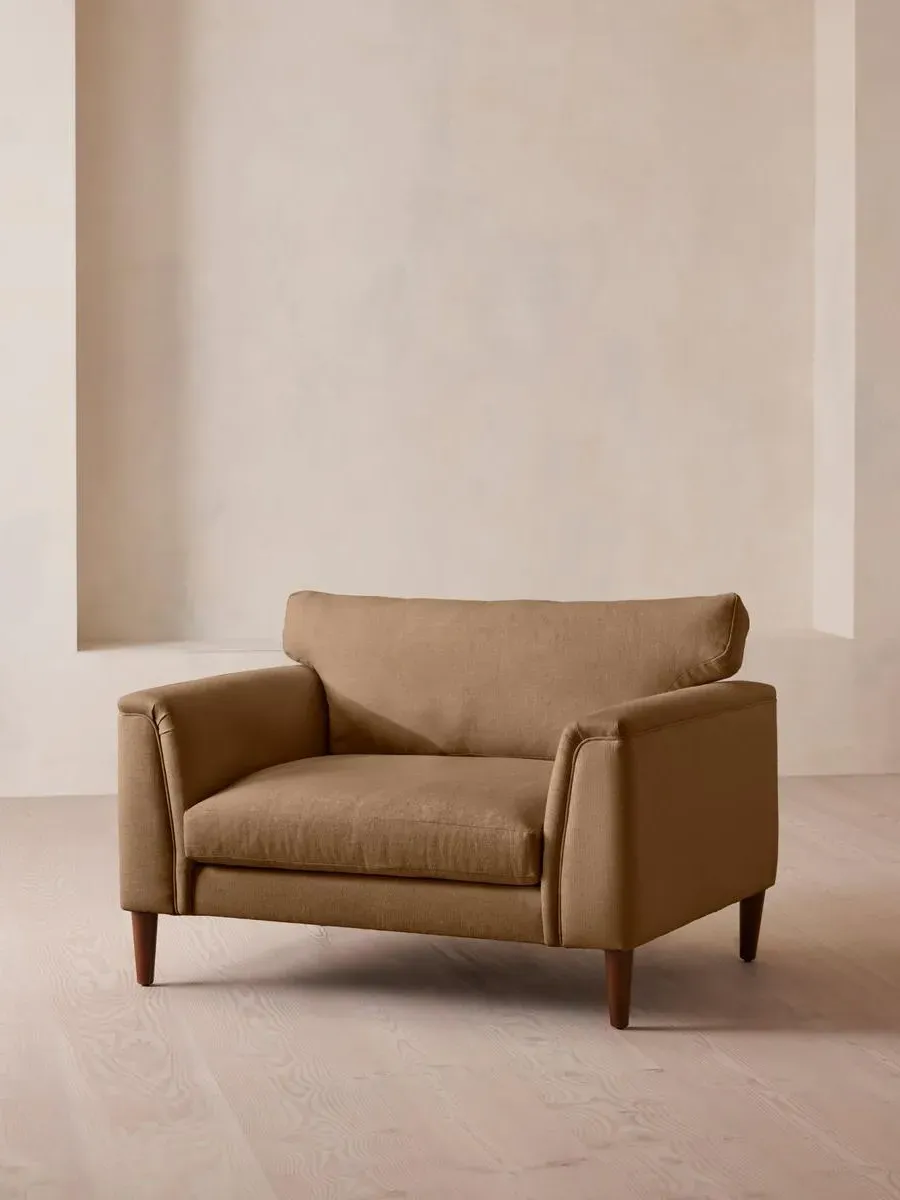 2-Seater Loveseat with Cushioned Arms - Ochre, Linen