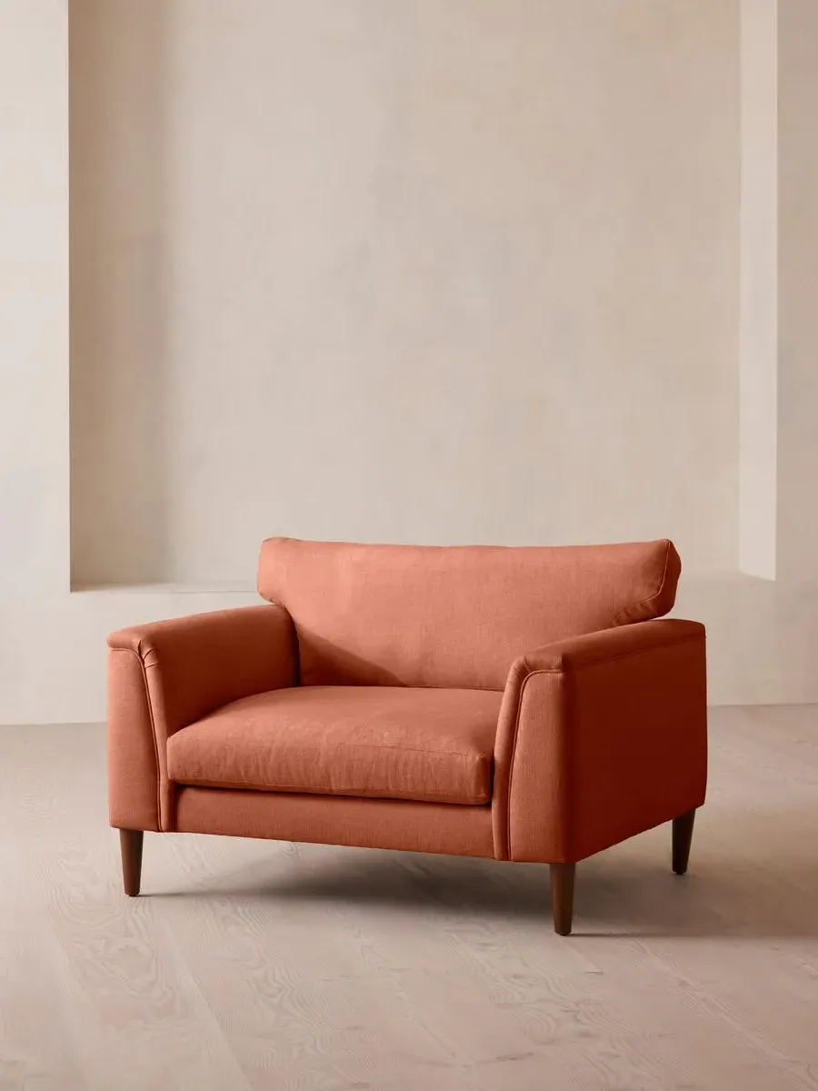 2-Seater Loveseat with Cushioned Arms - Rose, Linen