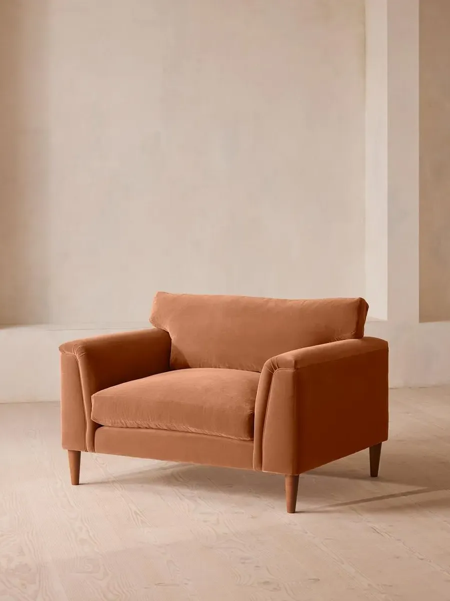 2-Seater Loveseat with Cushioned Arms - Rose, Velvet