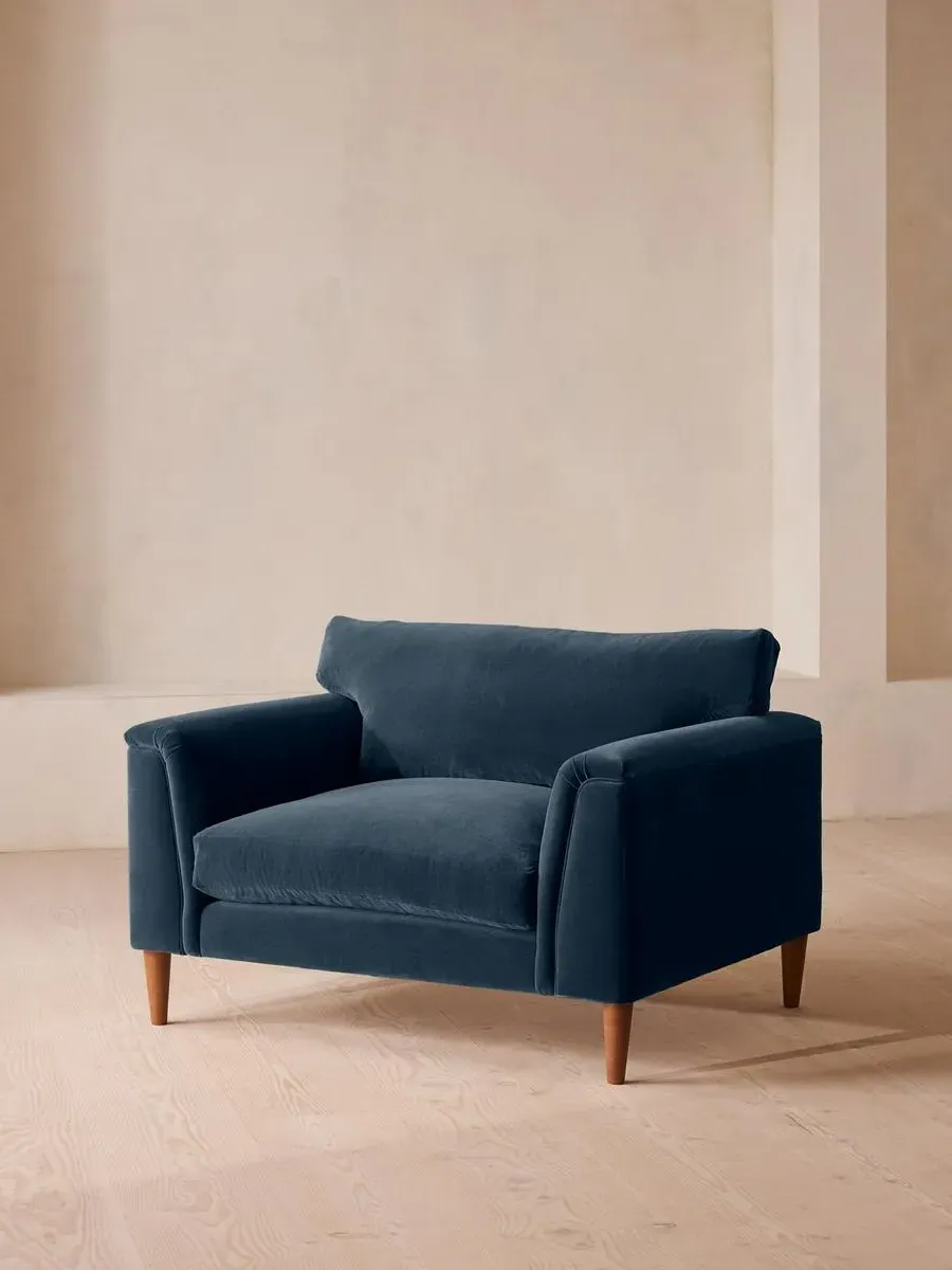 2-Seater Loveseat with Cushioned Arms - Royal Blue, Velvet