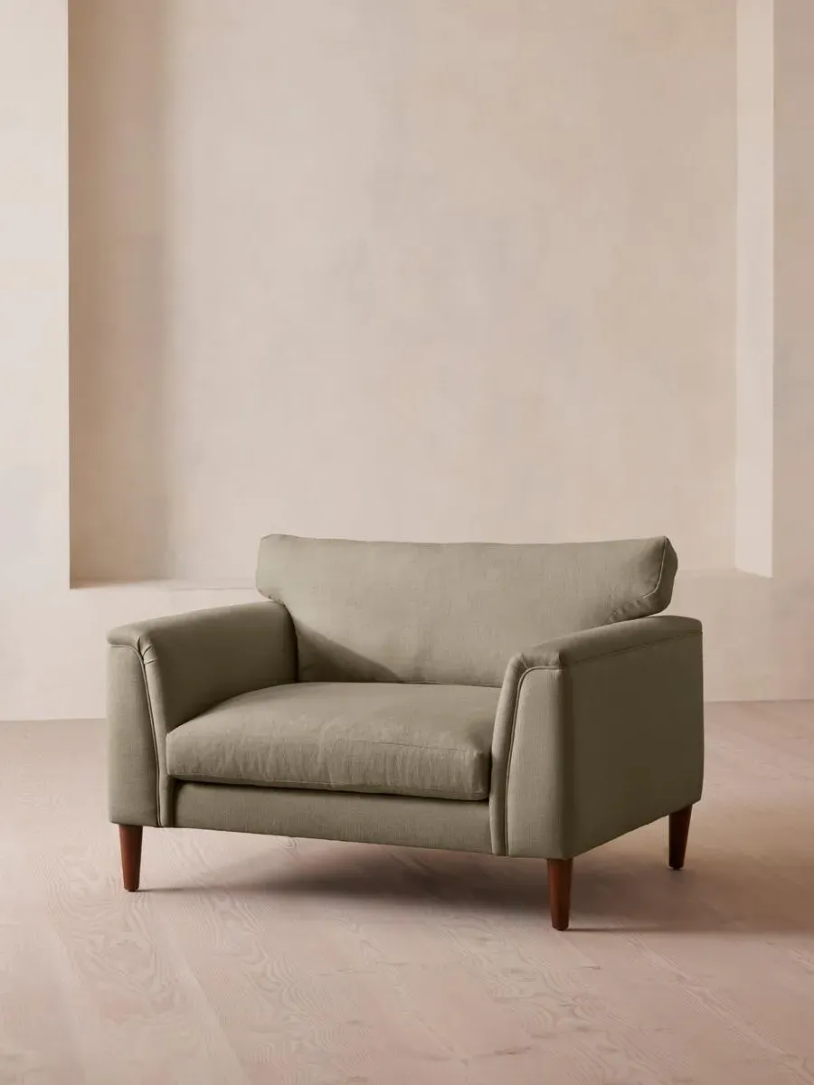 2-Seater Loveseat with Cushioned Arms - Sage, Linen