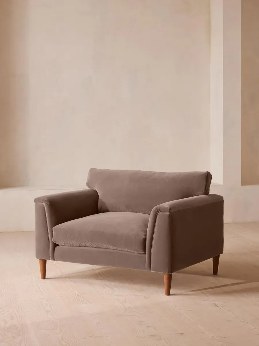 2-Seater Loveseat with Cushioned Arms - Taupe, Velvet