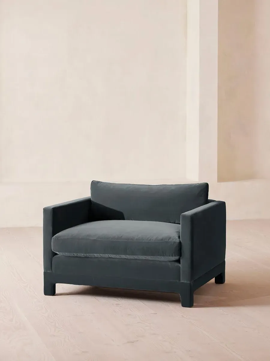 2-Seater Loveseat with Deep Cushions - Blue, Velvet image
