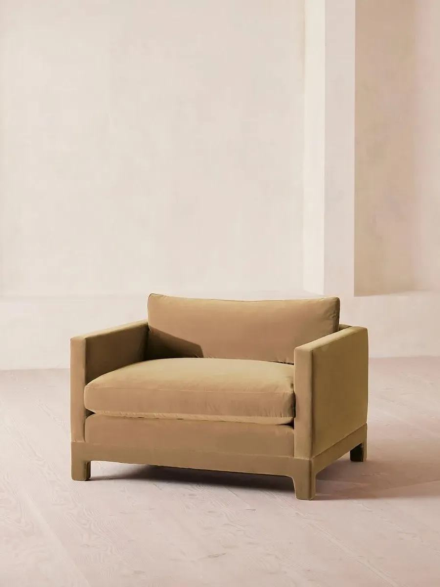 2-Seater Loveseat with Deep Cushions - Camel, Velvet