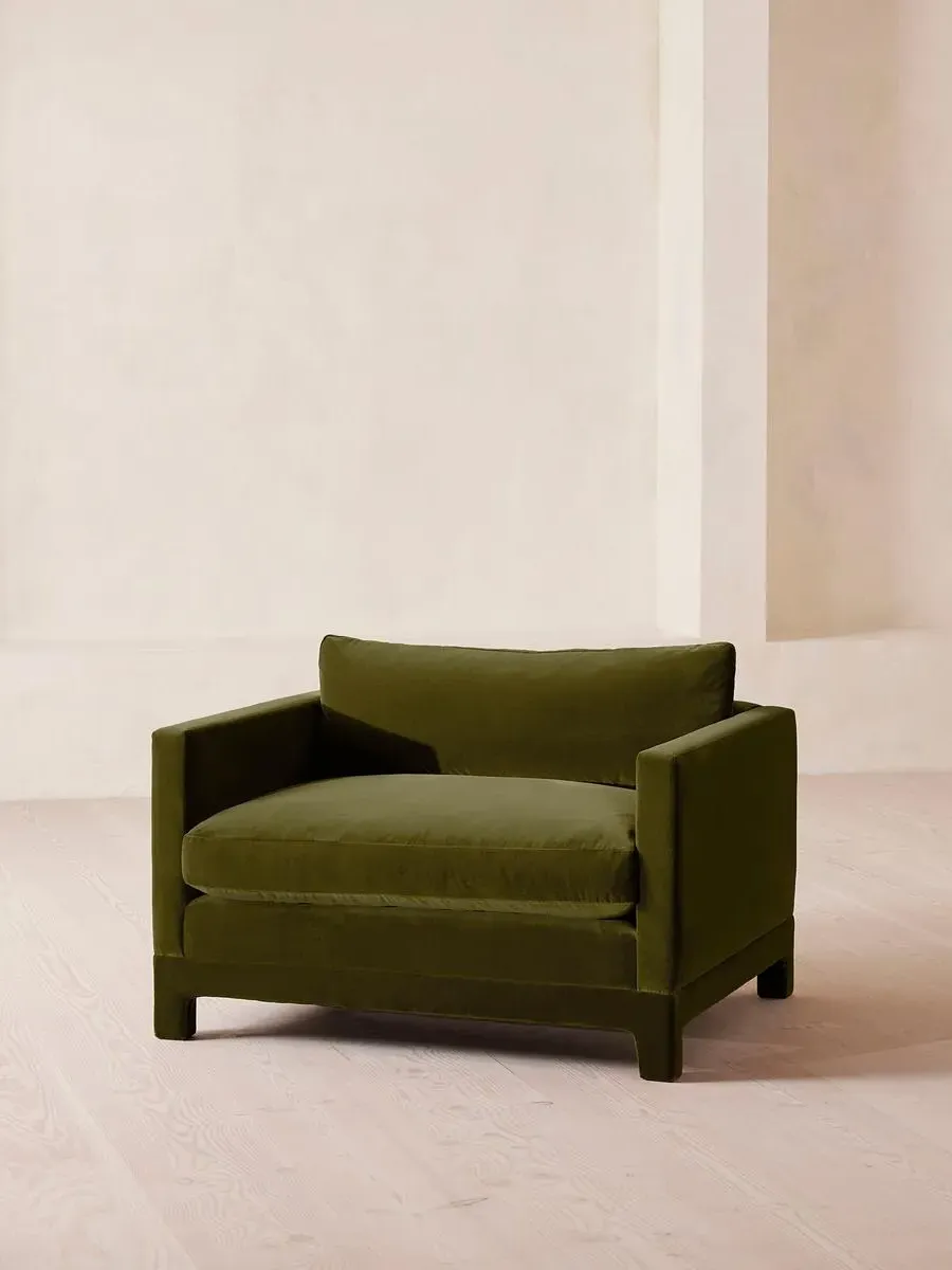 2-Seater Loveseat with Deep Cushions - Green, Velvet