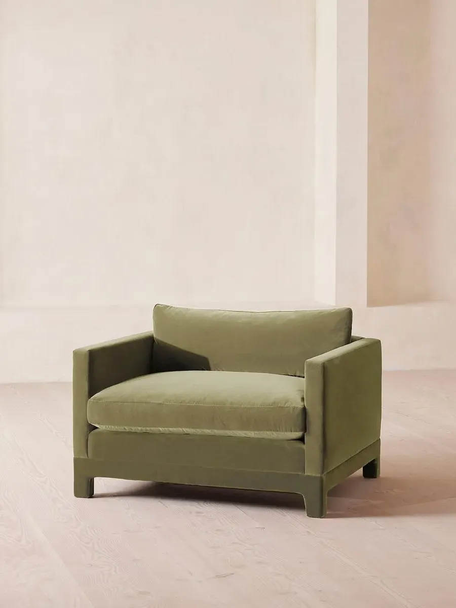 2-Seater Loveseat with Deep Cushions - Green, Velvet