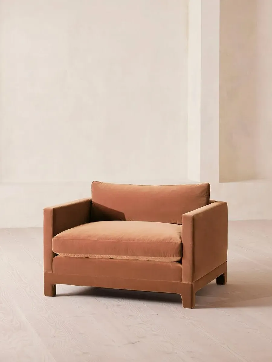 2-Seater Loveseat with Deep Cushions - Rose, Velvet