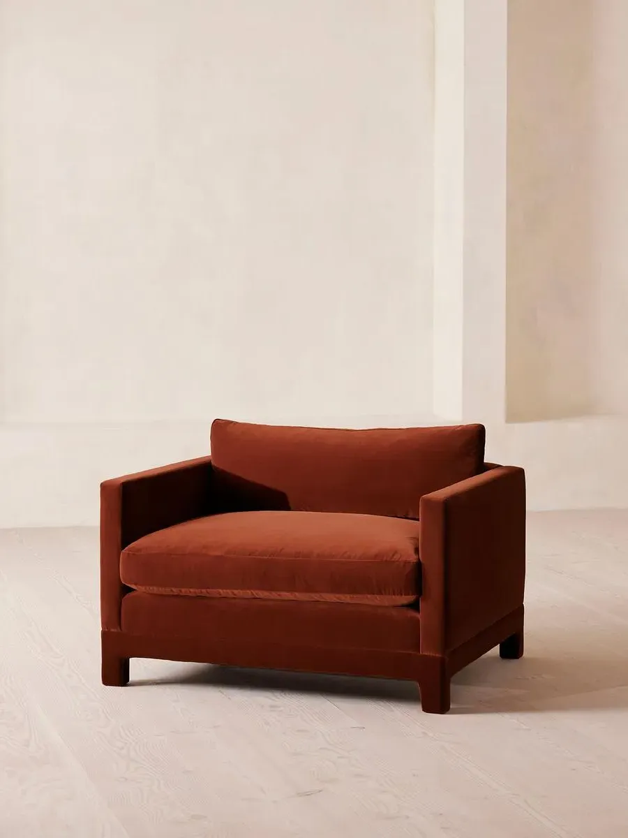 2-Seater Loveseat with Deep Cushions - Rust, Velvet